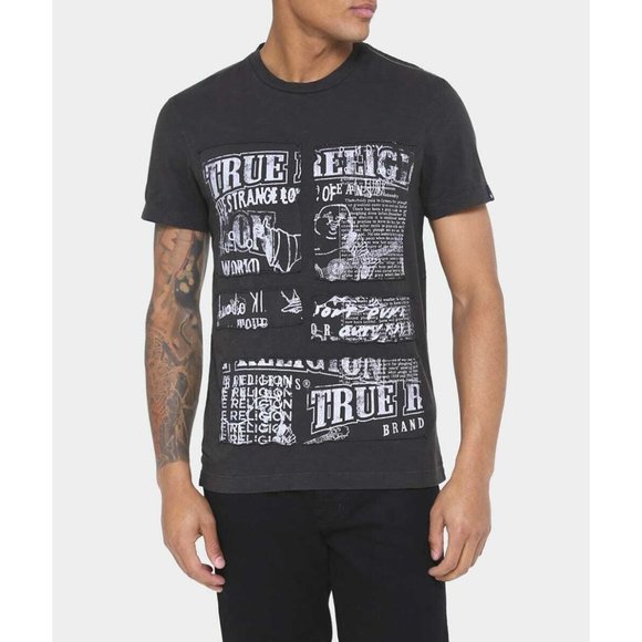 True Religion Men's Cut up Buddha Tee T-Shirt - Picture 2 of 5